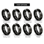 font options for inside engraving on black & silver calculator rings