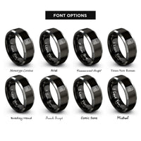 font options for inside engraving on black & silver calculator rings