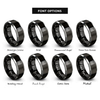 font options for inside engraving on black & gray calculator rings