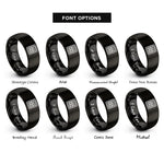 font options for inside engraving on black calculator rings
