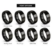 font options for inside engraving on black calculator rings