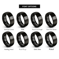 font options for inside engraving on black calculator rings