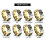 font options for inside engraving on gold & grey calculator rings