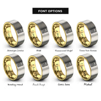 font options for inside engraving on gold & grey calculator rings