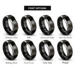 font options for inside engraving on black & grey calendar rings
