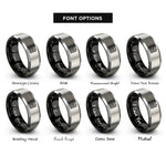 font options for inside engraving on black & gray calendar rings