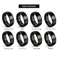 font options for inside engraving on black calendar rings