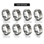 font options for inside engraving on silver calendar rings