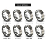 font options for inside engraving on silver calendar rings