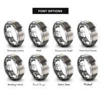 font options for inside engraving on silver calendar rings