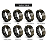 font options for inside engraving on gunmetal & black calendar rings