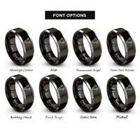 font options for inside engraving on black & gray calf rings