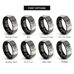 font options for inside engraving on black & gray calibration cube rings