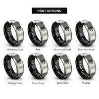 font options for inside engraving on black & gray calibration cube rings