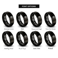 font options for inside engraving on black calibration cube rings