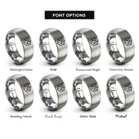 font options for inside engraving on silver calibration cube rings