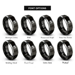 font options for inside engraving on black & gray calico cat icon rings