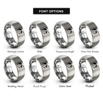 font options for inside engraving on grey calico cat icon rings