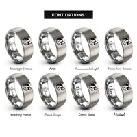 font options for inside engraving on grey calico cat icon rings