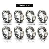 font options for inside engraving on grey calico cat icon rings