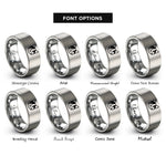 font options for inside engraving on gray calico cat icon rings