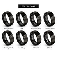 font options for inside engraving on black california rings