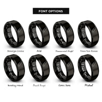 font options for inside engraving on black california rings