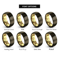 font options for inside engraving on gunmetal & gold california rings