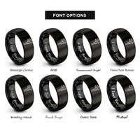 font options for inside engraving on black caliper rings