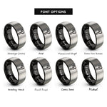 font options for inside engraving on black & grey calipers rings