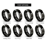 font options for inside engraving on black & silver calipers rings
