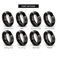 font options for inside engraving on black & silver calipers rings