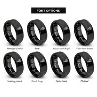 font options for inside engraving on black calipers rings