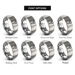 font options for inside engraving on silver calipers rings
