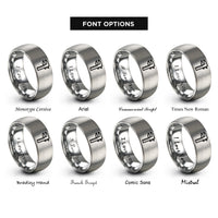 font options for inside engraving on silver calipers rings