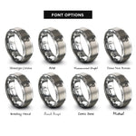 font options for inside engraving on grey calipers rings