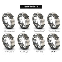 font options for inside engraving on grey calipers rings