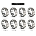 font options for inside engraving on grey calipers rings