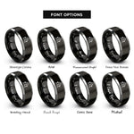 font options for inside engraving on black & gray calvary crosses rings