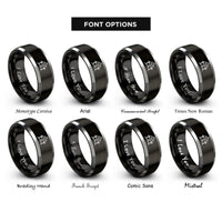 font options for inside engraving on black & gray calvary crosses rings