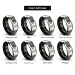 font options for inside engraving on black & grey calvary crosses rings