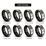 font options for inside engraving on black & silver calvary crosses rings