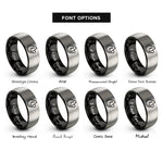 font options for inside engraving on black & grey cam lobe rings