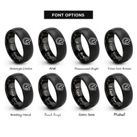 font options for inside engraving on black cam lobe rings