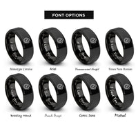 font options for inside engraving on black cam lobe rings