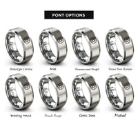 font options for inside engraving on silver camera aperture rings