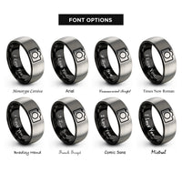 font options for inside engraving on black & gray camera rings