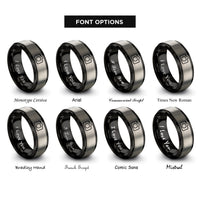 font options for inside engraving on black & grey camera rings