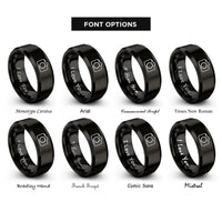 font options for inside engraving on black camera rings