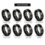 font options for inside engraving on black & silver camera dslr rings